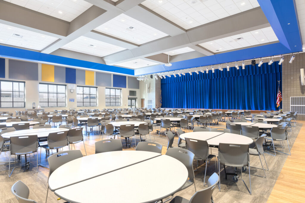 East Noble Middle School Cafeteria/Cafetorium with Stage