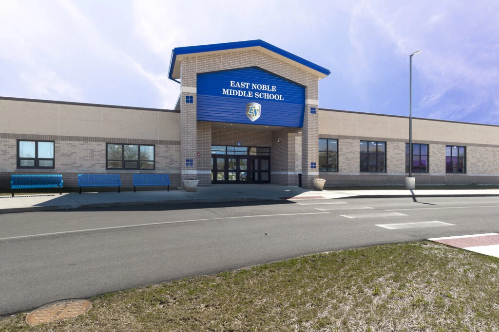 Exterior of East Noble Middle School Entrance