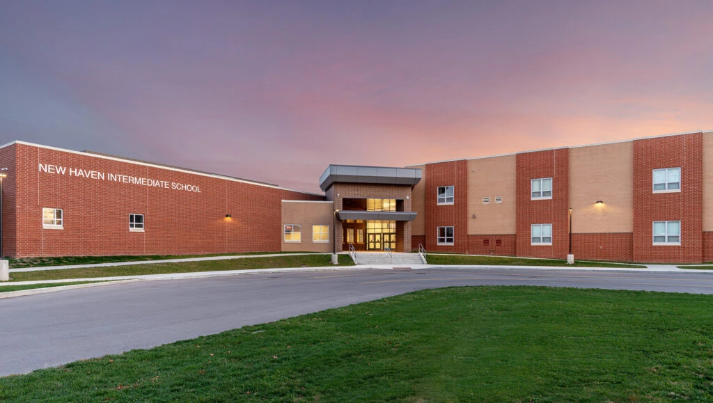 New Haven Intermediate School Entrance Exterior