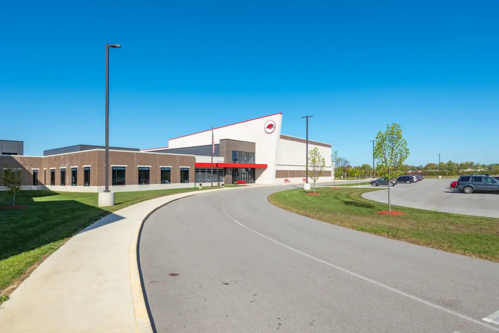 Exterior of Goshen Intermediate School Entrance and Drop Off Lane