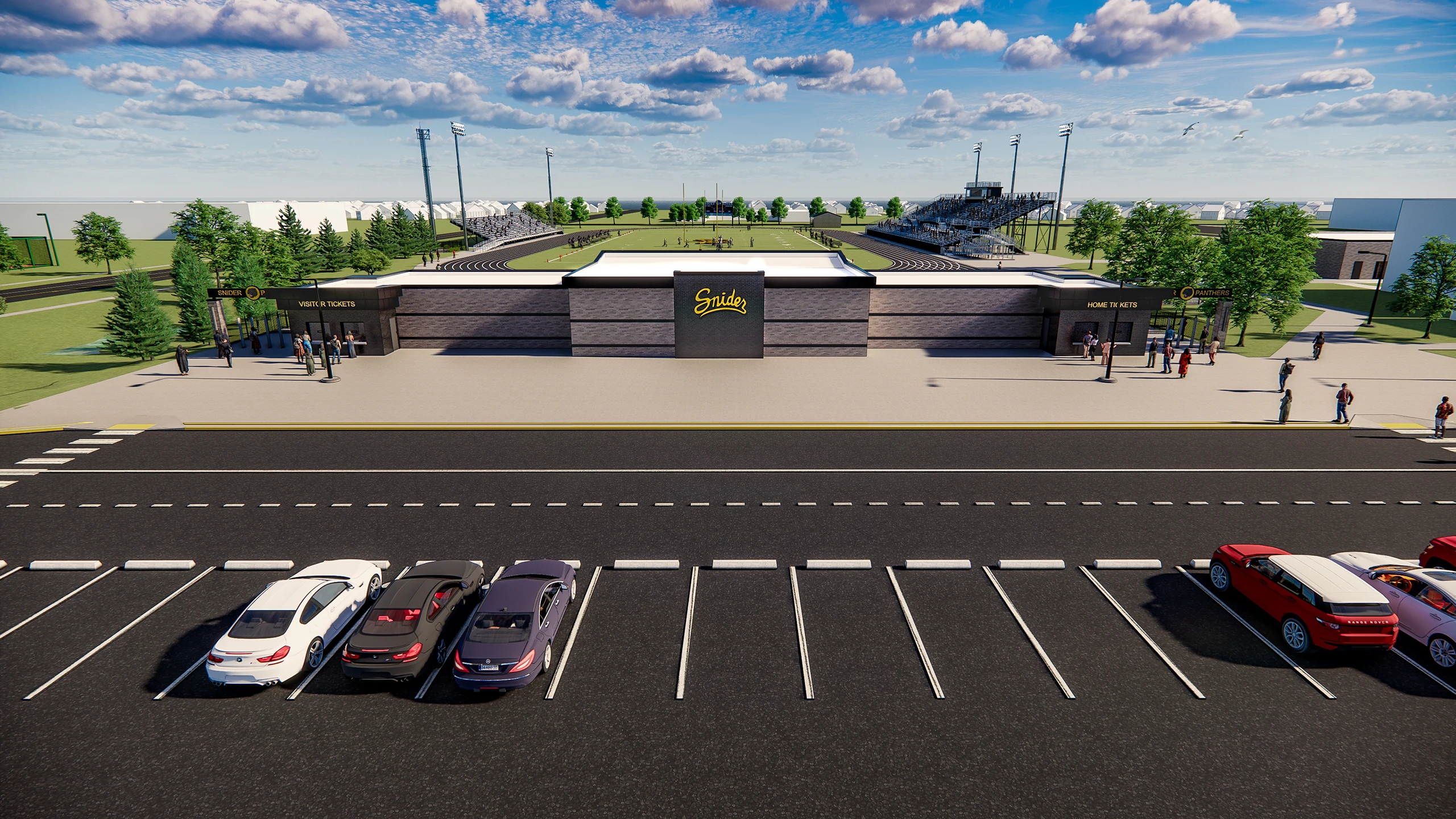 Rendering of Snider High School Stadium Building Exterior