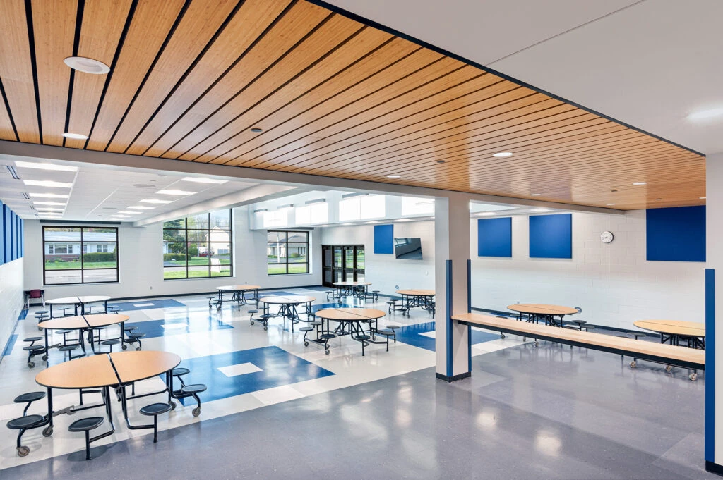 Wood Finish Detail in Harris Elementary School's Cafeteria Addition