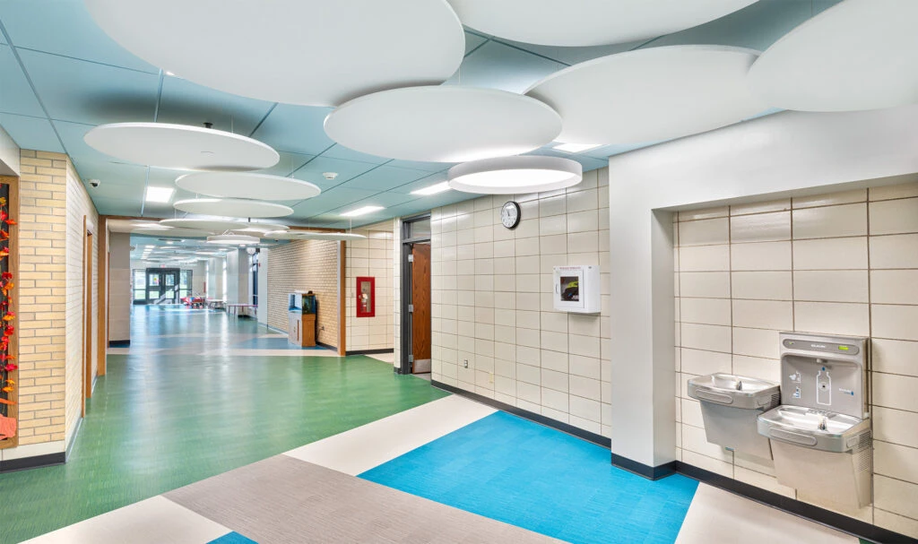 LH Carpenter Early Learning Center Renovated Hallway with Cloud Ceiling