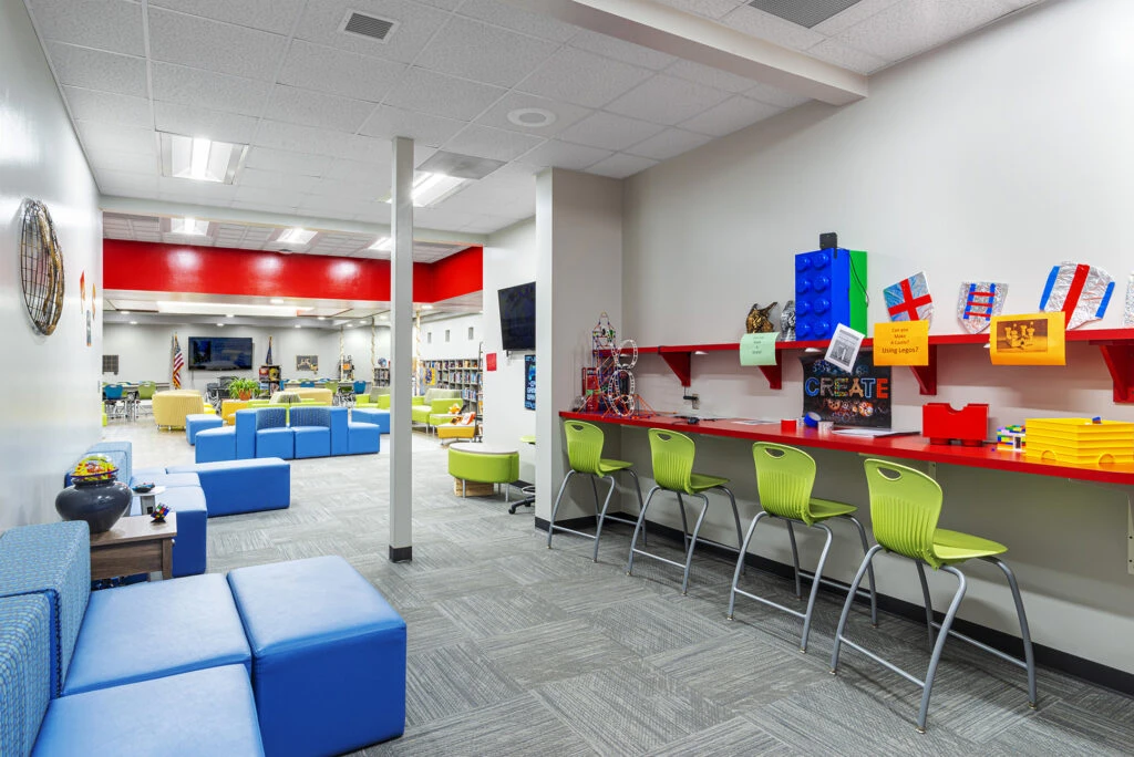 New Palestine Junior High School Creator Space in Media Center