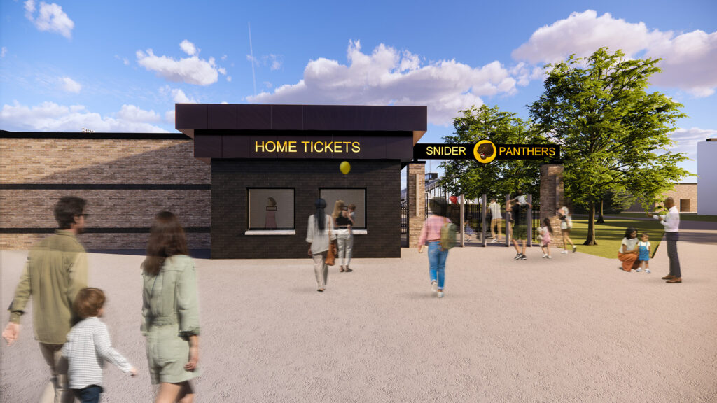 Rendering of Snider High School Stadium Building Exterior Ticket Booth