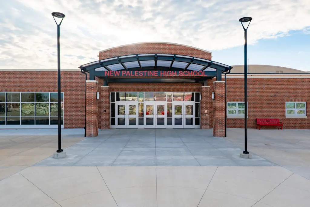 New Palestine High School Entrance Exterior