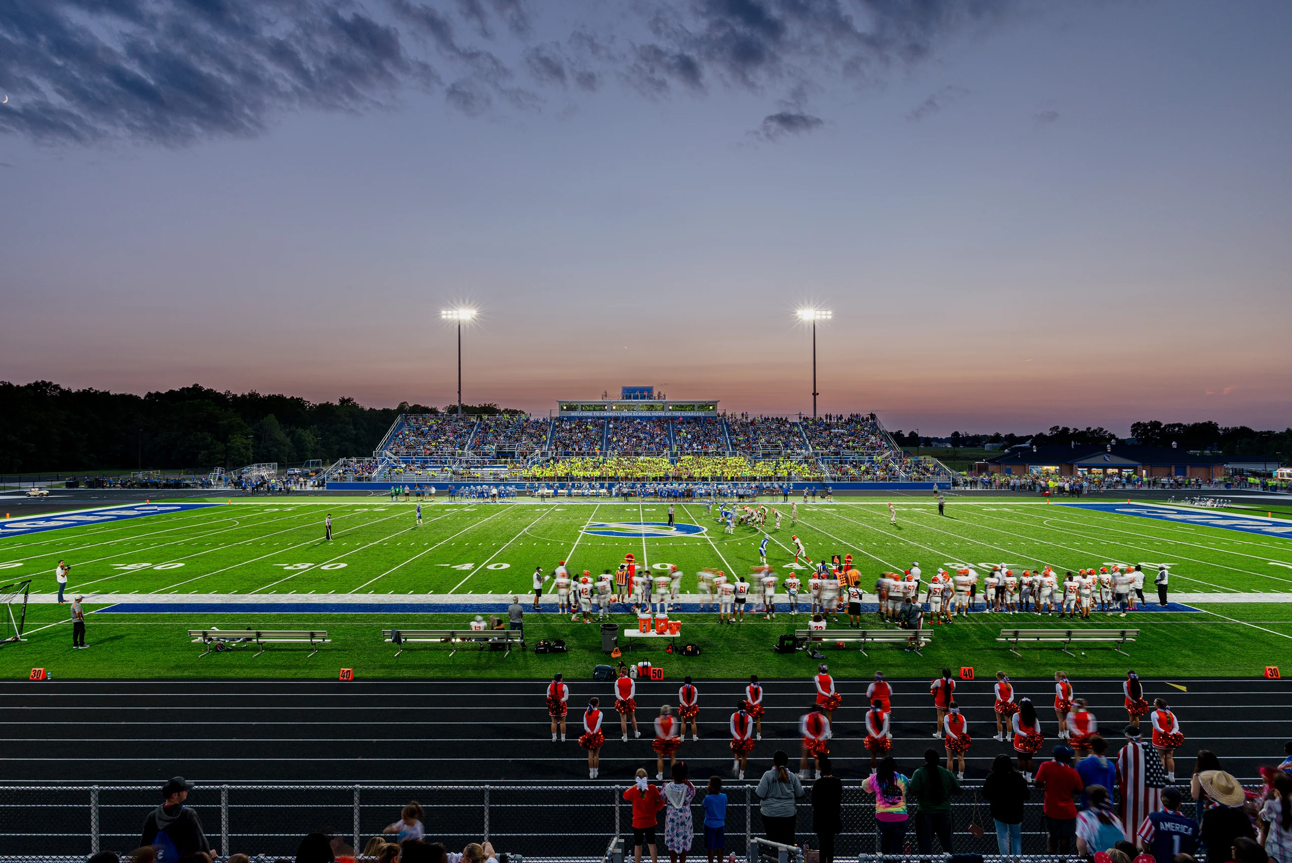 Carroll High School Stadium Football Field at Night