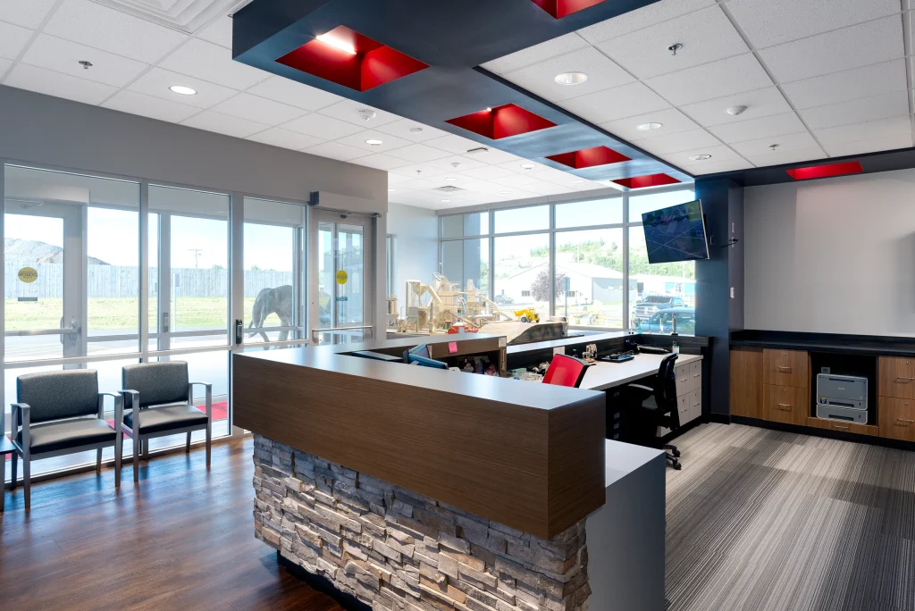 Brooks Construction Headquarters Reception Desk and Lobby