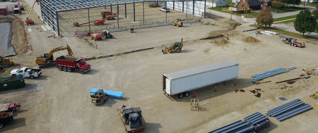 aerial view of construction site