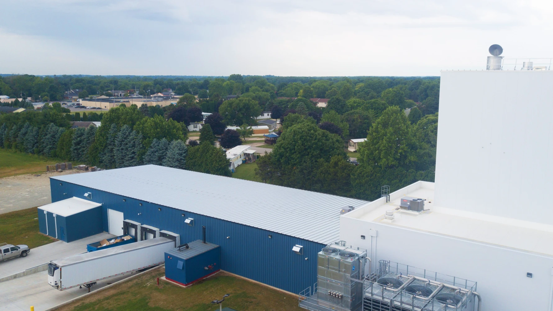 aerial shot of Strauss Veal Feeds building