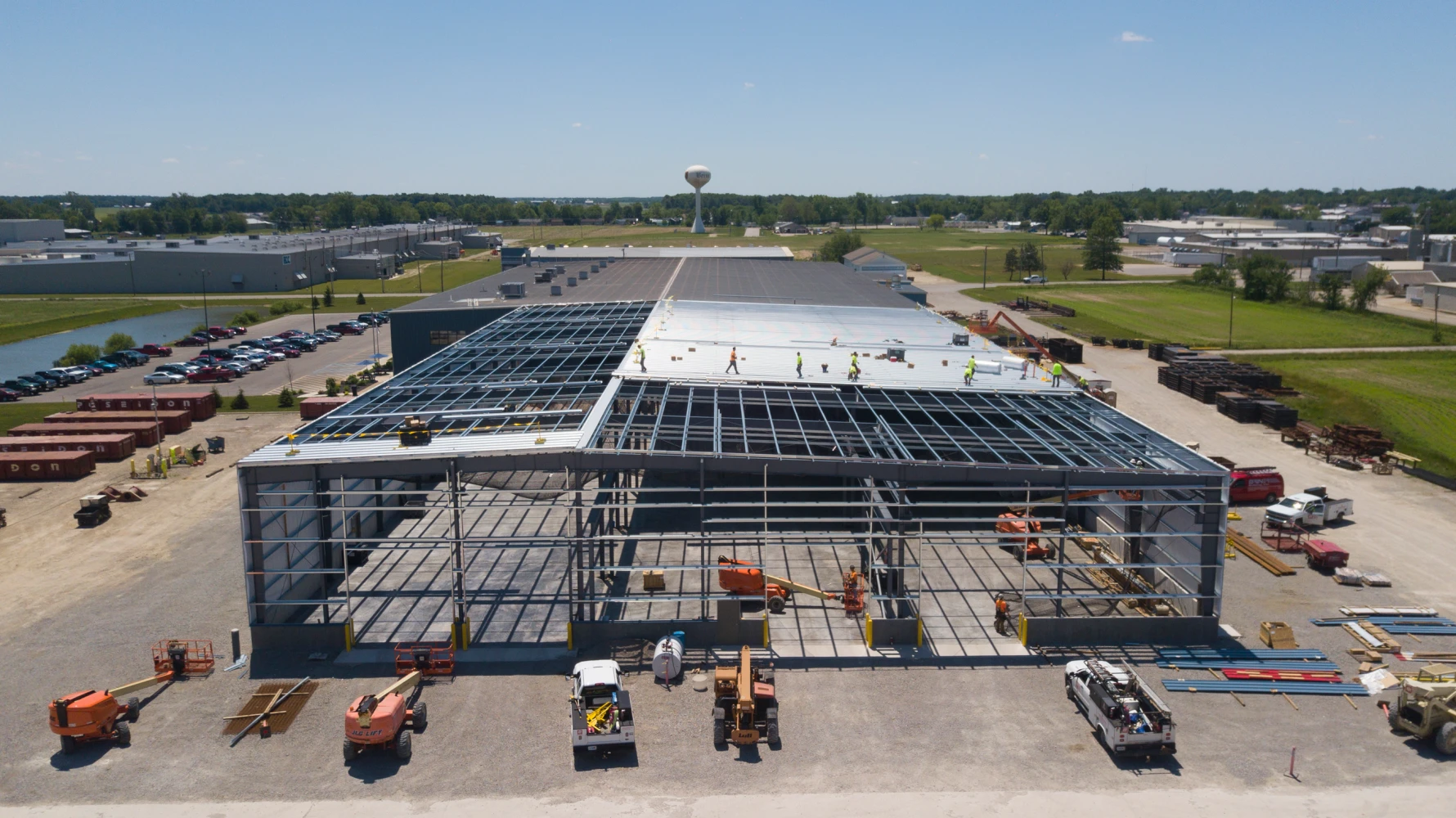 aerial shot of Poseidon Barge building steel frame construction