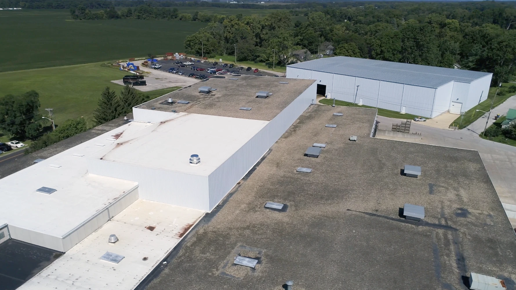 aerial view of Almco Steel Products building