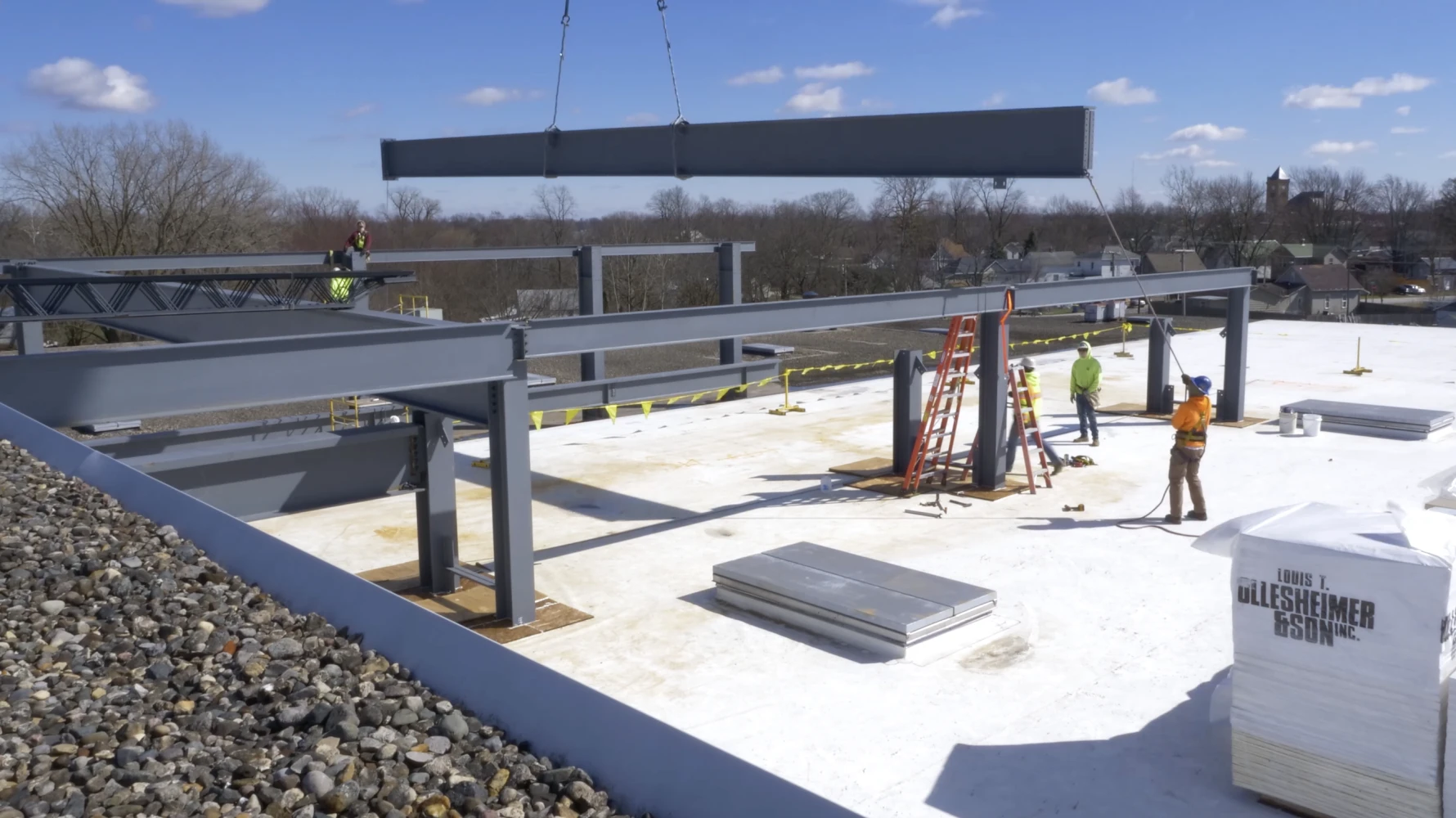 aerial view of Almco Steel Products building