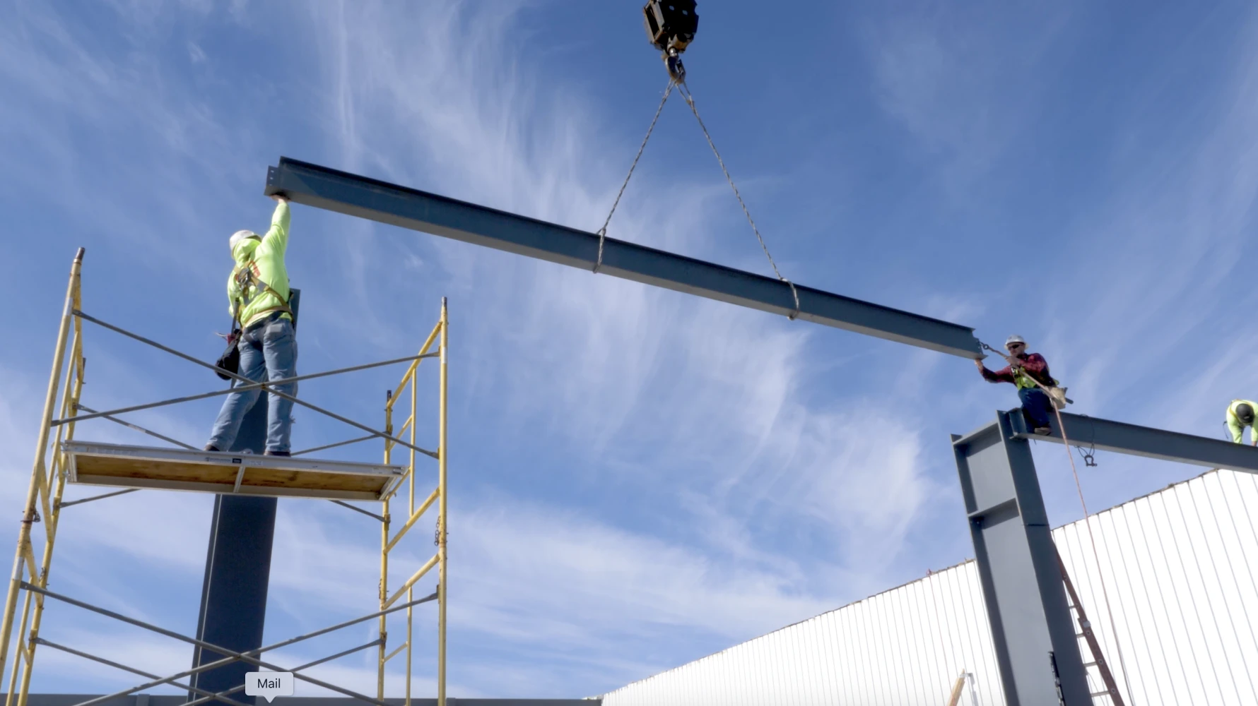 Exterior on Almco Steel Products during construction