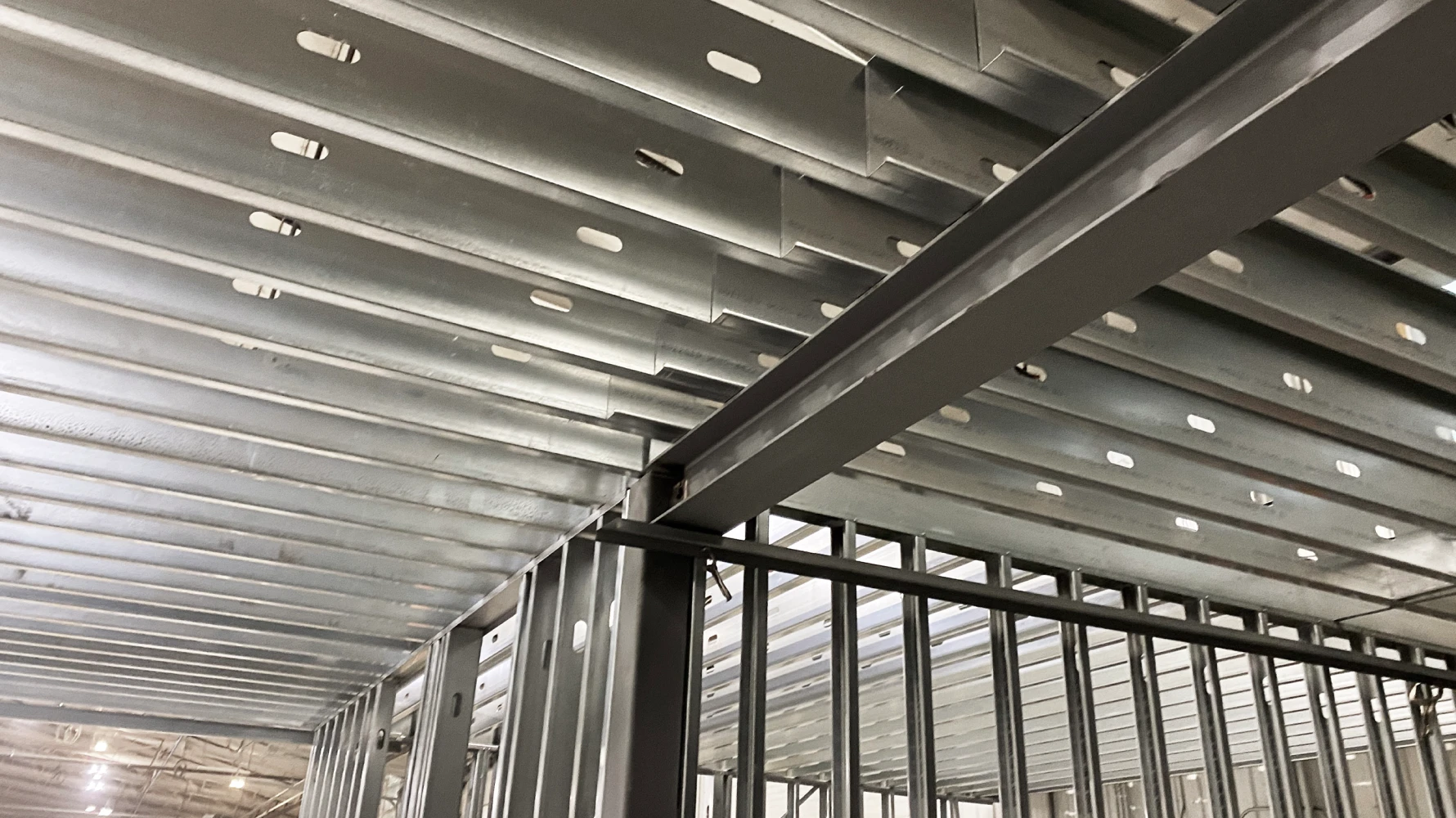 steel frame interior of Lance Camper building