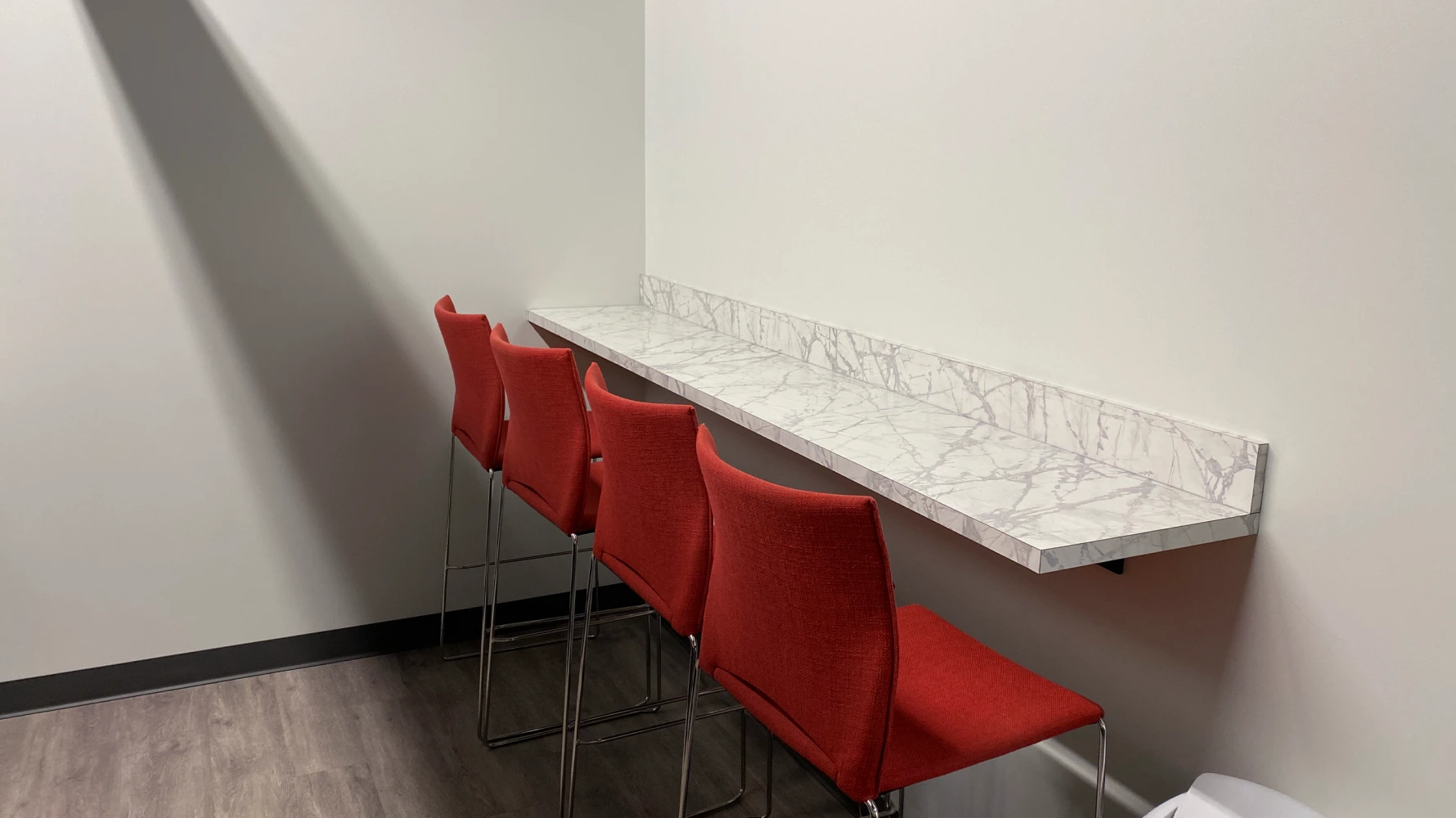 seating area inside of Lance Camper building