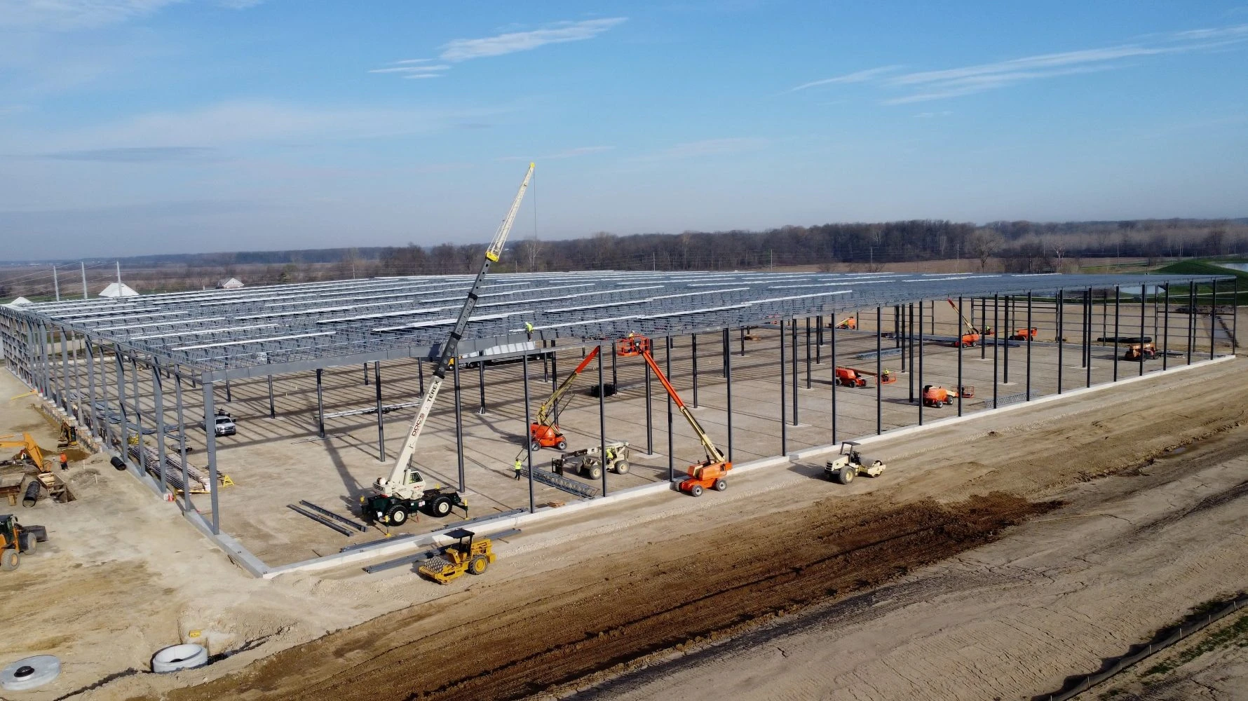 aerial view of Red Gold steel frame construction