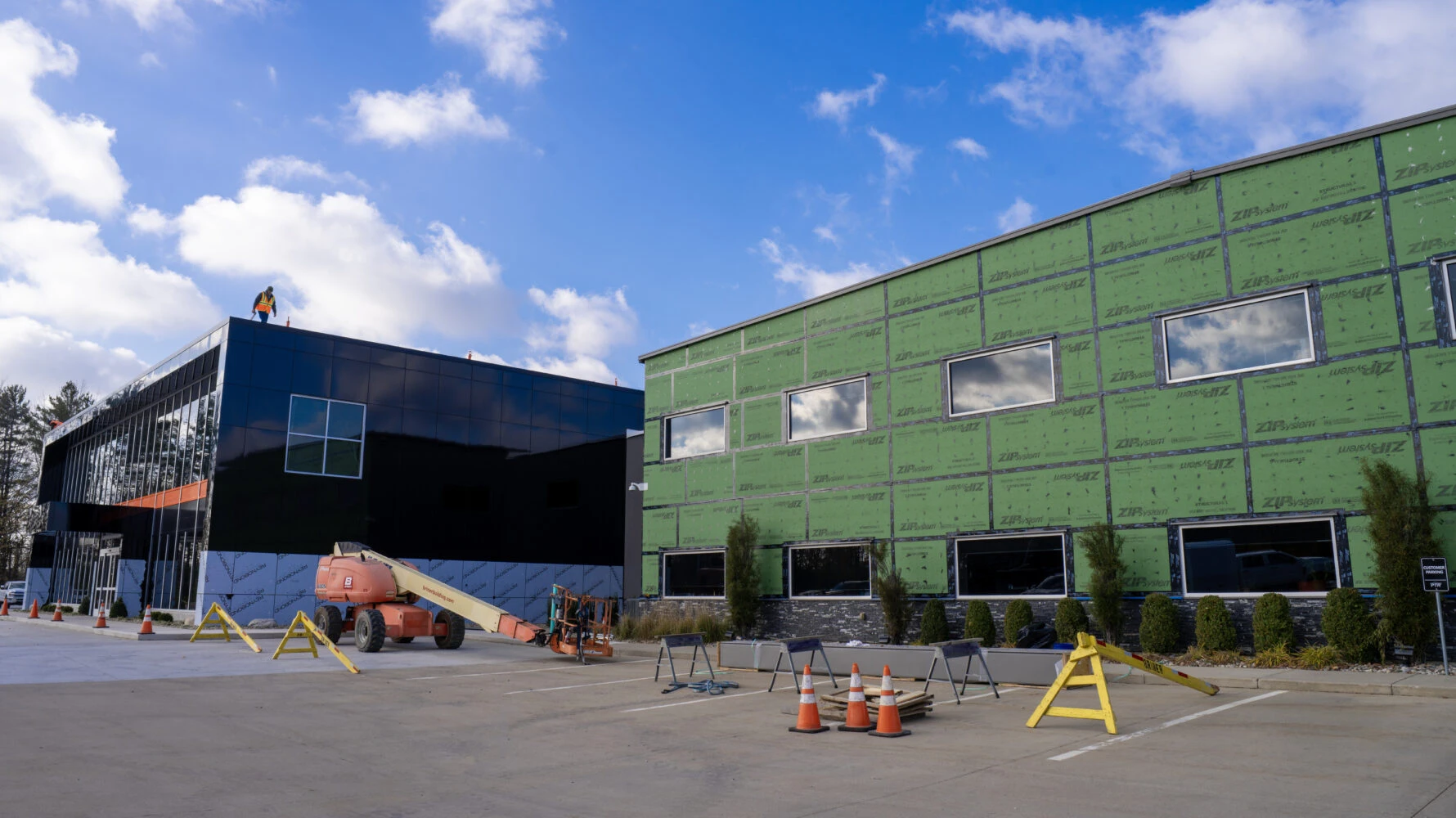 exterior of building during construction