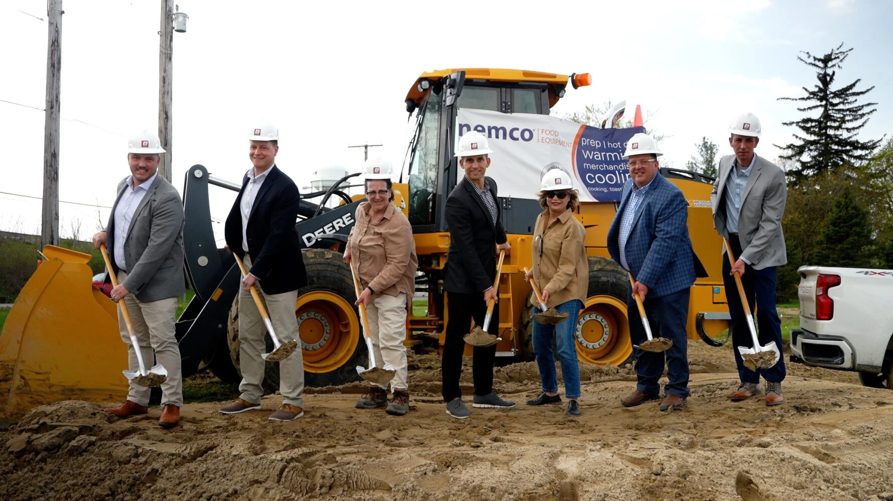 Briner Building and Nemco team members with shovels during groundbreaking ceremony