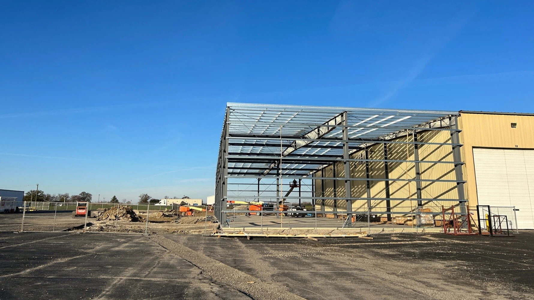 exterior shot of steel frame construction
