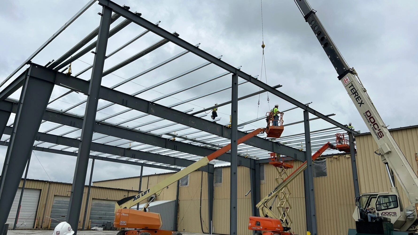 exterior shot of steel frame construction