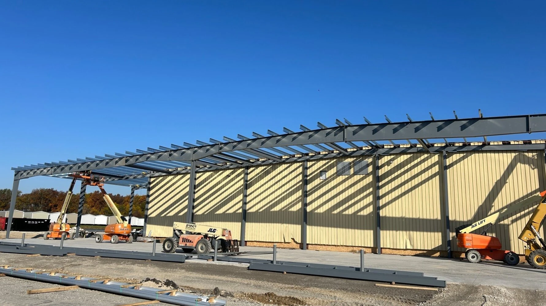 exterior shot of steel frame construction