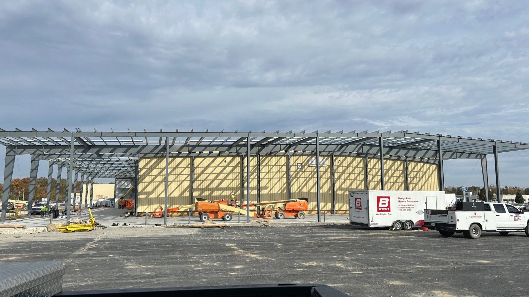 exterior shot of steel frame construction