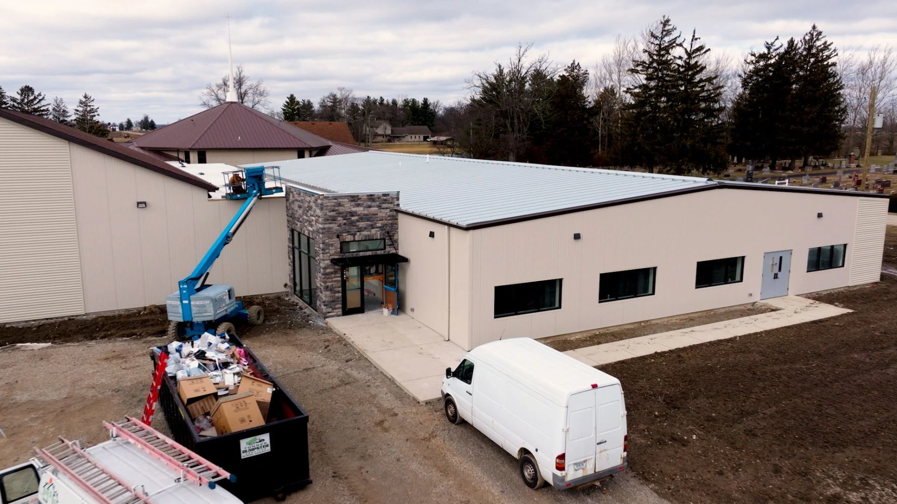 Exterior construction site of Pleasant Dale Church