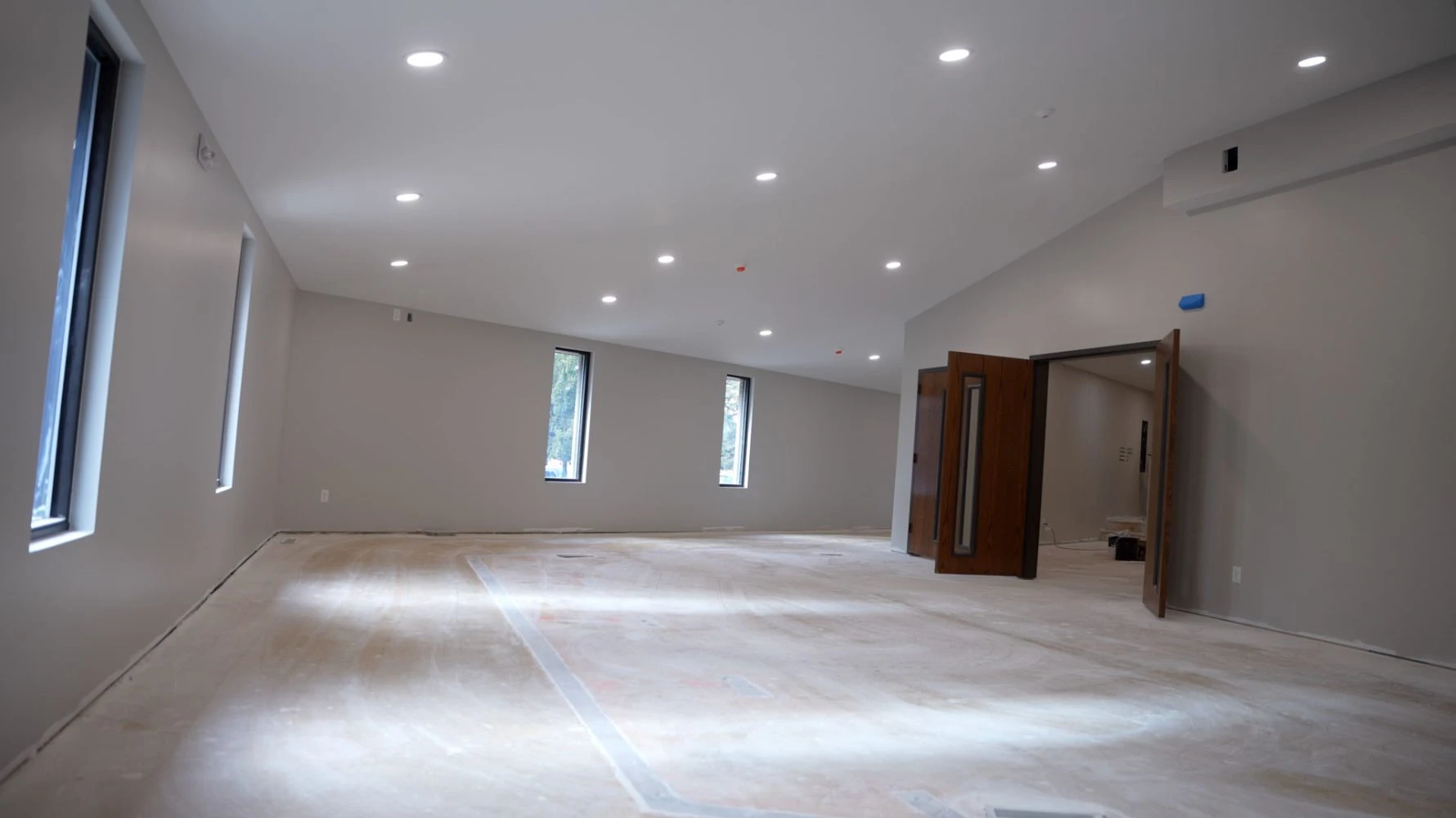 Interior drywalling of Pleasant Dale Church