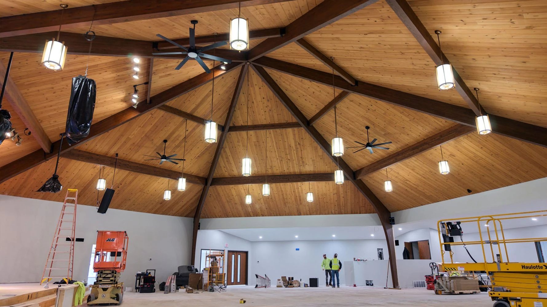 Interior of Pleasant Dale Church main chapel room under construction
