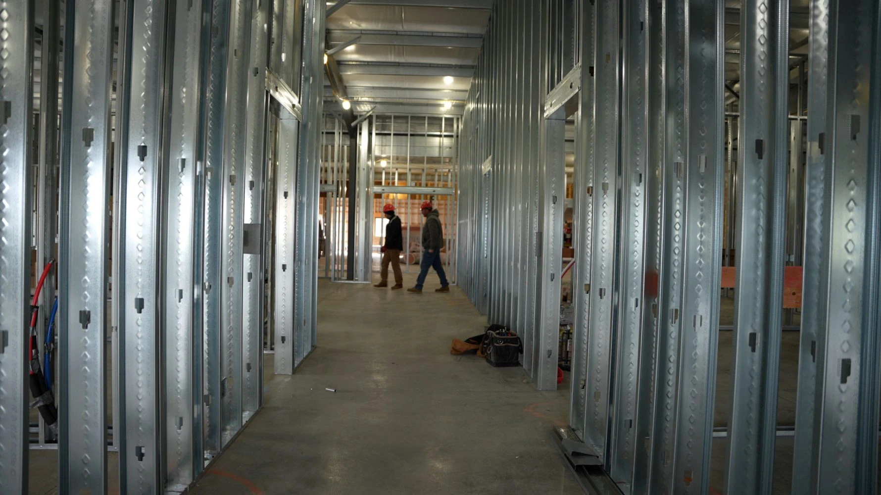 Interior steel framing of Pleasant Dale Church