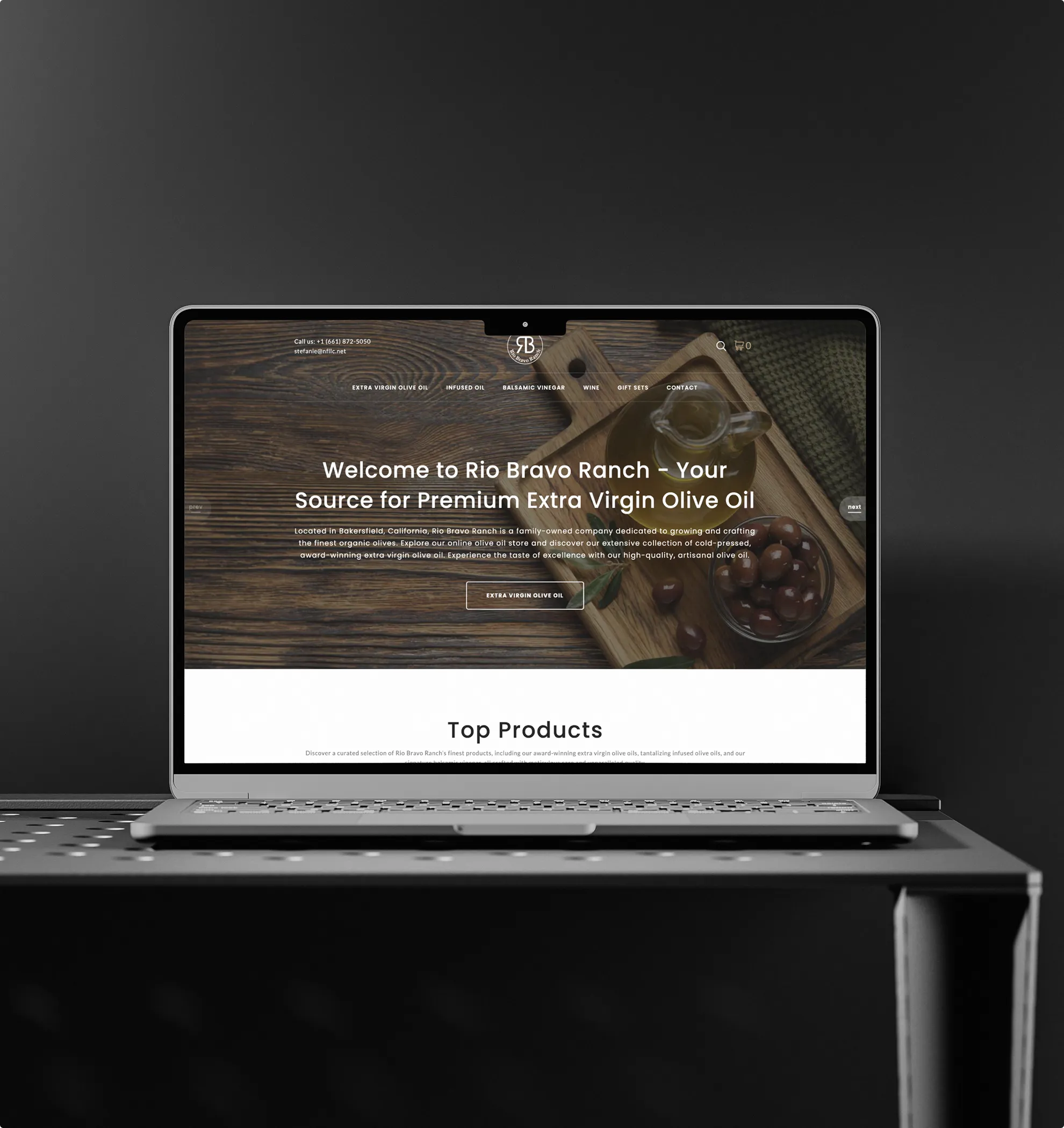 A mockup of a laptop showing the Rio Bravo Branch website