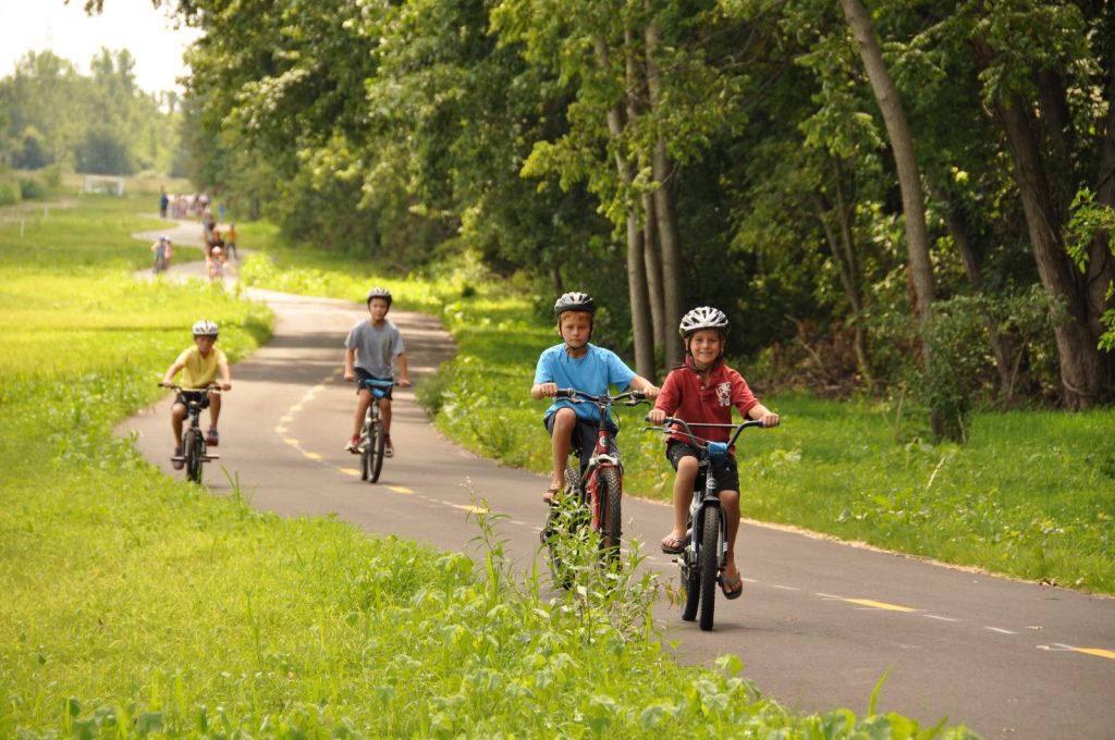 Children biking on Towpath