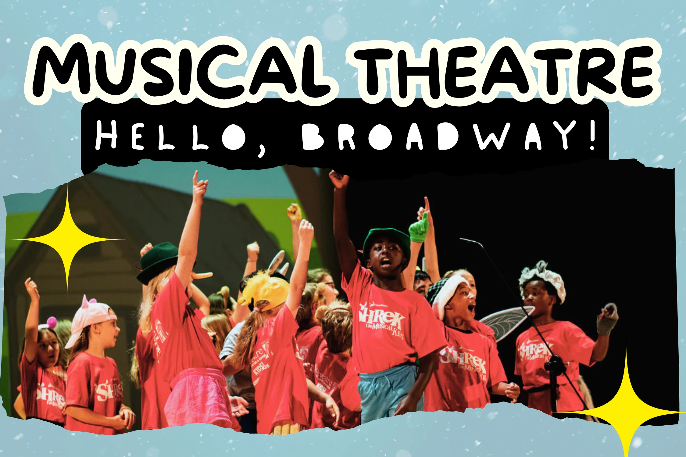 MT - Hello Broadway! class graphic with students singing