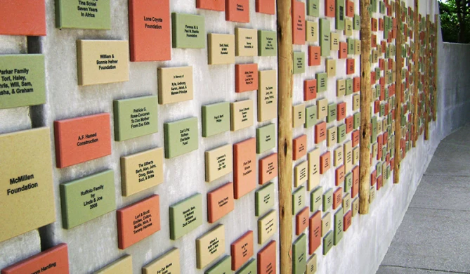 corian donor plates in a donor wall installation