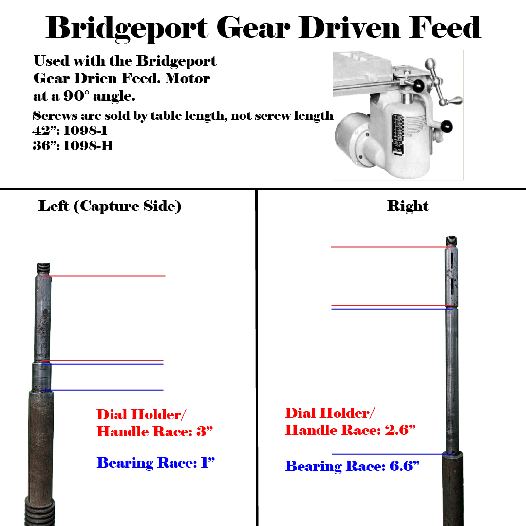 Bridgeport Longitudinal Feed Screws | 1098 - H&W %