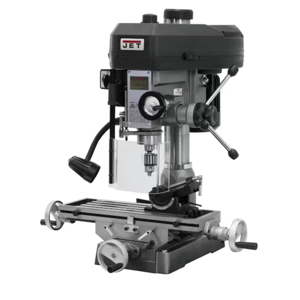 JET JDM-15 mill/drill machine with worktable, drill chuck and handwheel controls
