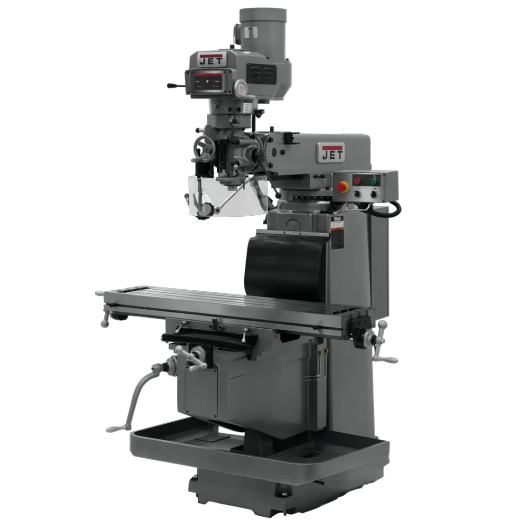 JET JTM-1254 12 x 54 milling machine with variable speed spindle and heavy-duty vertical knee design.