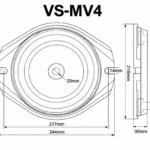 VS-MV4 4 inch milling vise swivel base technical drawing showing mounting dimensions, 244mm overall length, 216mm width, and 30mm height.