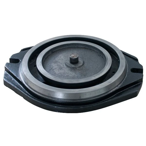 VS-MV4 4 inch milling vise swivel base with 360 degree rotation, graduated angle markings and precision-ground mounting surface.