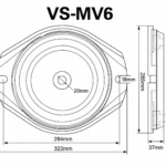 VS-MV6 6 inch milling vise swivel base dimensional drawing showing 322mm overall length, 285mm width, 37mm height, and mounting dimensions.