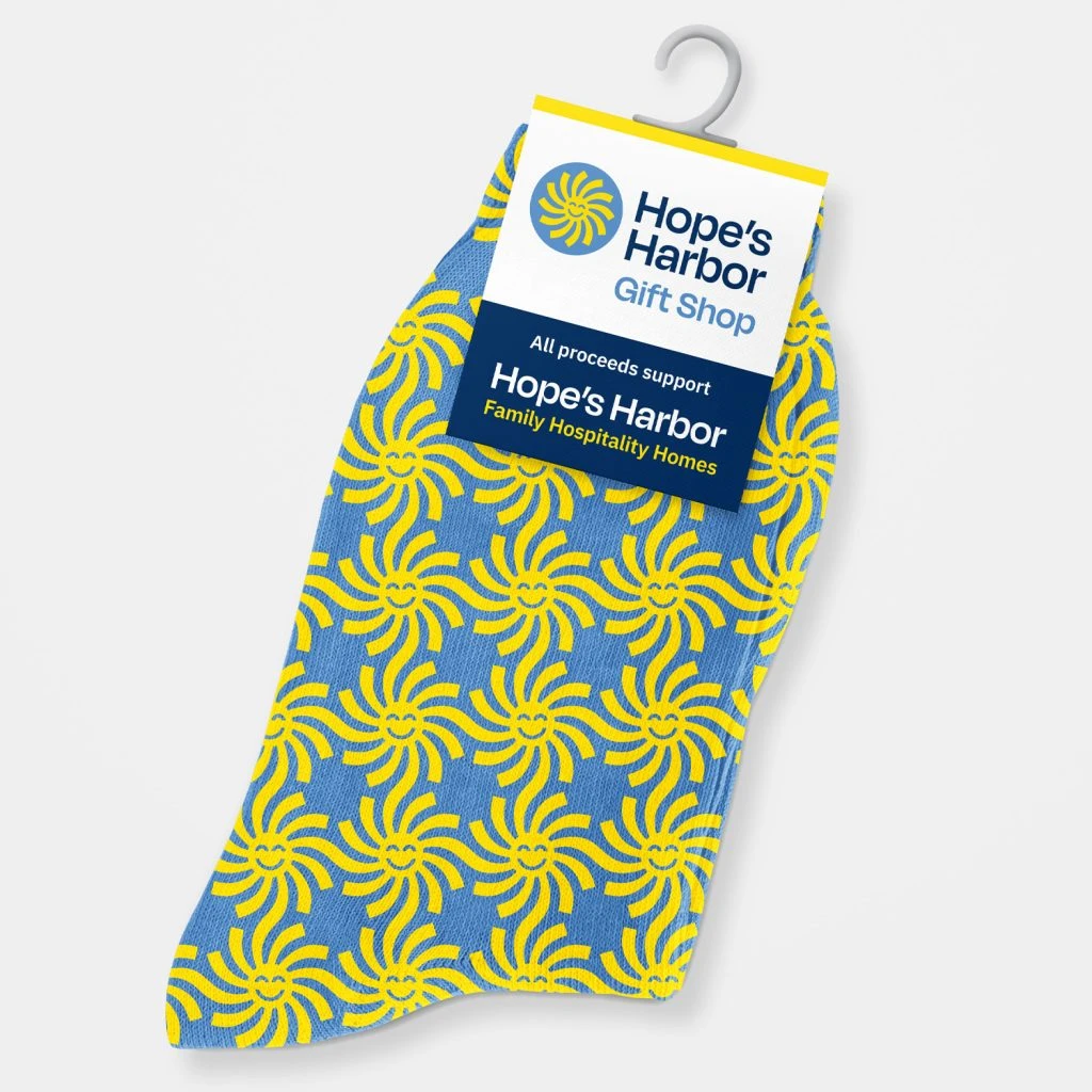 Hope's Harbor branded socks