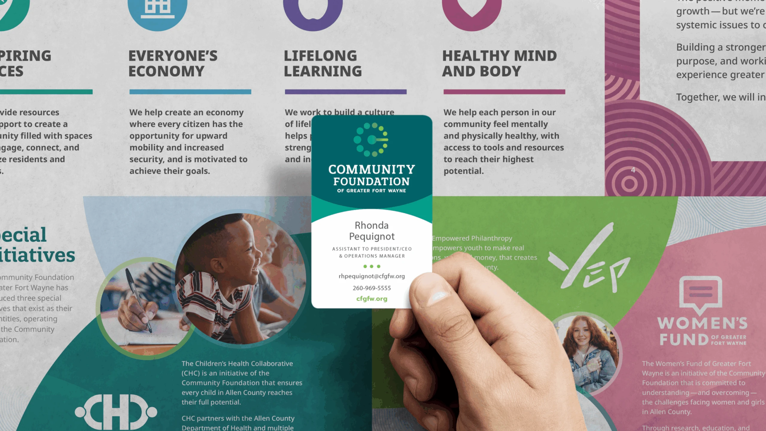 Community Foundation of Greater Fort Wayne print materials and lockup