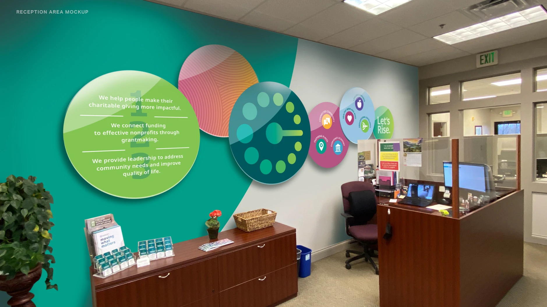 Community Foundation of Greater Fort Wayne office reception wall design