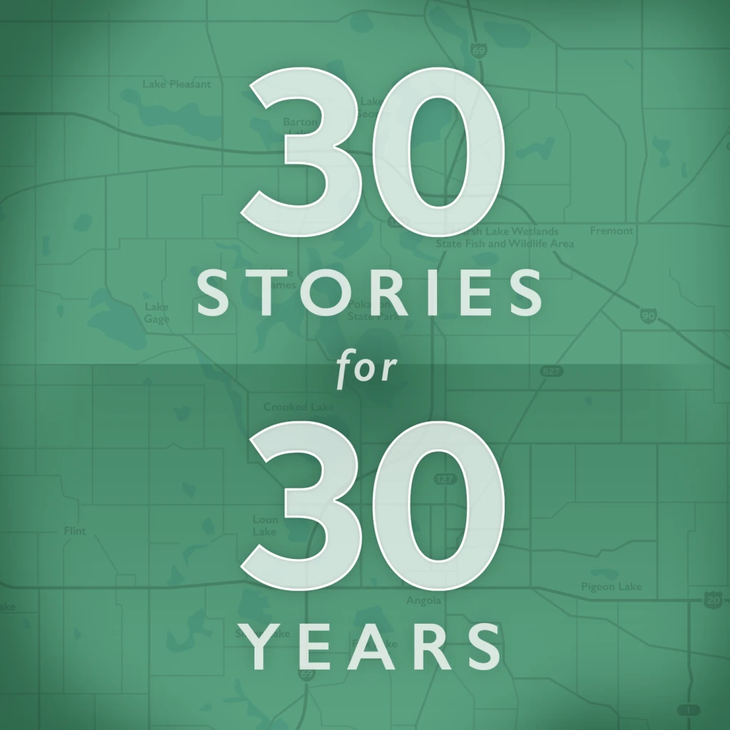 words over map that say 30 Stories for 30 Years