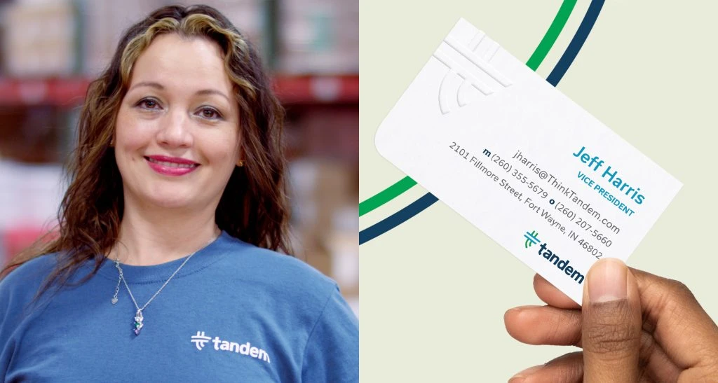 Tandem employee and business card example