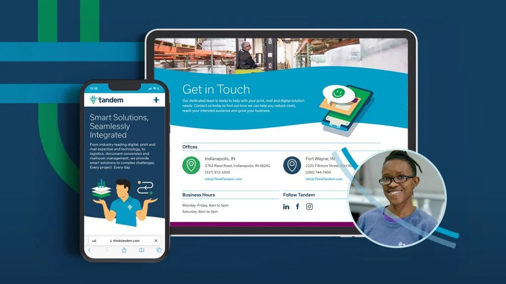 Tandem website mockup on tablet and mobile