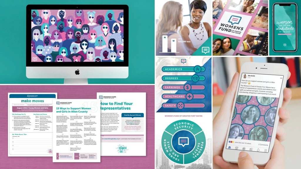 Women's Fund website and social mockups collage