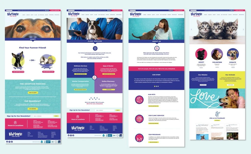 Humane Fort Wayne website mockups