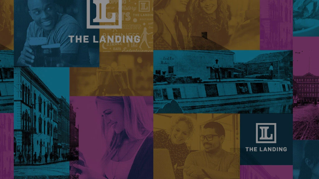 Image collage representing Fort Wayne's The Landing logo
